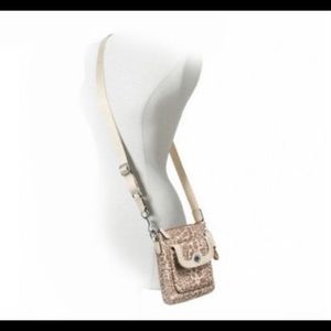 NWT brown and cream ocelot print Coach crossbody purse